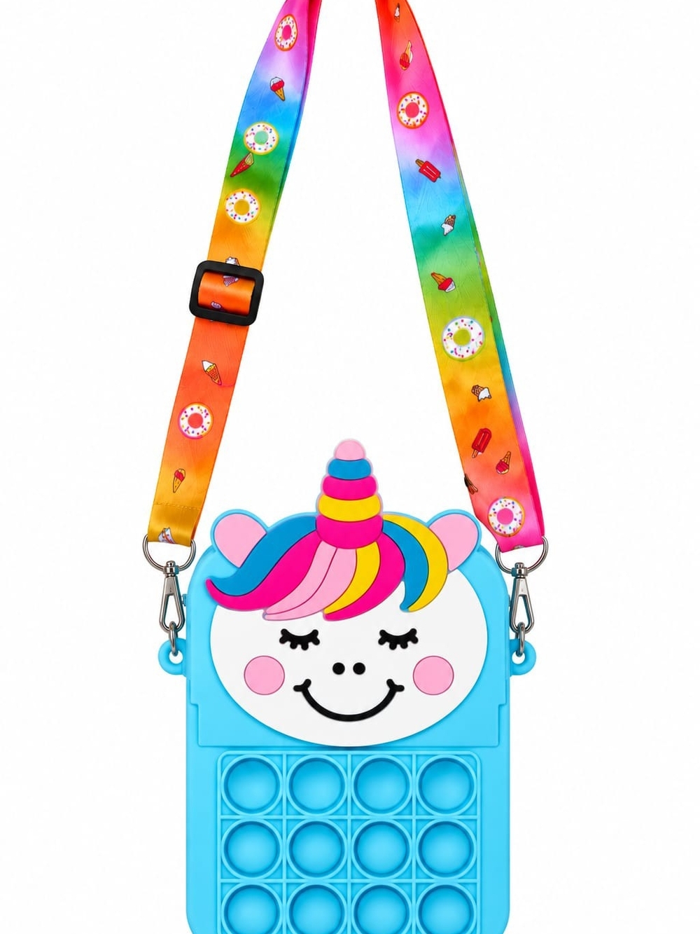 Kids Rainbow Unicorn Pop-It Crossbody Bag - Blue